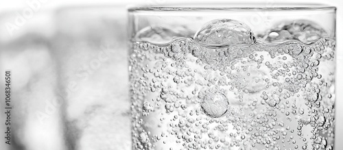 Close-Up of Sparkling Water in a Glass