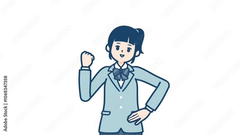 School girl_A fist pump to express joy or excitement_with alpha channel School girl_A fist pump to express joy or excitement_with alpha channel
