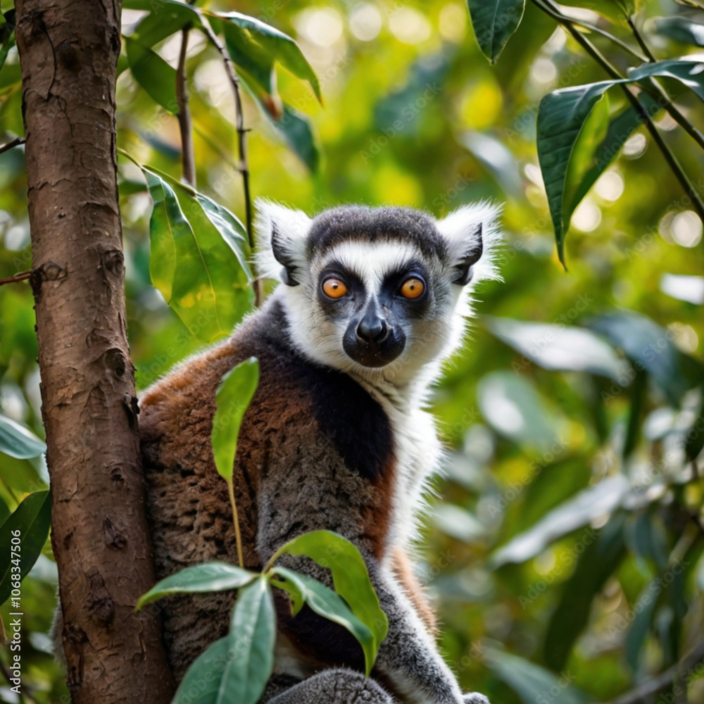 Fototapeta premium lemur on tree