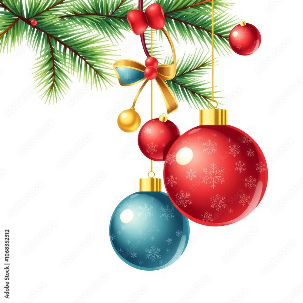 Decoration with baubles for christmas decoration png Illustration