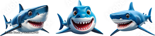 Playful Cartoon Sharks with Big Smiles