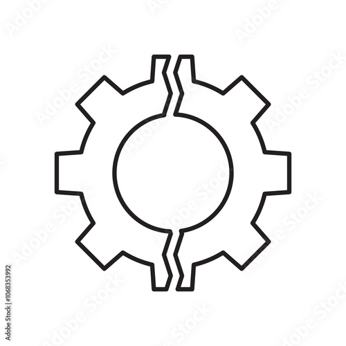 Broken gear icon. isolated vector icon.