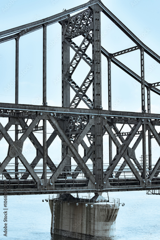 The steel bridge connecting the Yalu River in China to North Korea The steel bridge connecting the Yalu River in China to North Korea