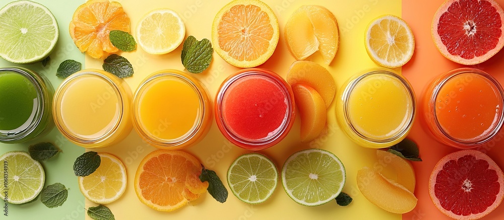 Colorful Fruit Juice with Sliced Fruits Colorful Fruit Juice with Sliced Fruits