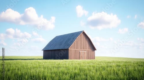 Rustic Barn in Serene Green Landscape