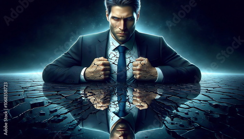Successful Businessman, Looking to camera , city , Getting Rich, Making Money, How To, Broken Businessman, Lost Everything, How to Make Money, Cybersecurity, AI, Artificial Intelligence , 4K, 3D, Back