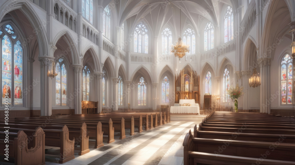 Gothic grand church or cathedral interior Gothic grand church or cathedral interior