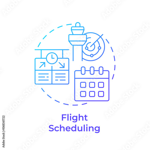 Flight scheduling blue gradient concept icon. Air traffic control, aviation. Airline system. Round shape line illustration. Abstract idea. Graphic design. Easy to use in infographic, presentation