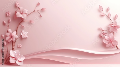 An elegant pink background filled with floral patterns and gentle hues, ideal for enhancing the beauty of marketing materials, art projects, or invitations.