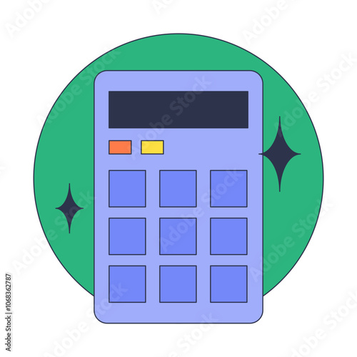 A basic calculator with a large display and orange buttons, symbolizing finance and mathematics.