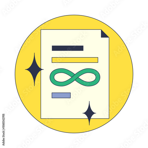 Document with infinity loop icon symbolizes endless possibilities and continuous processes.