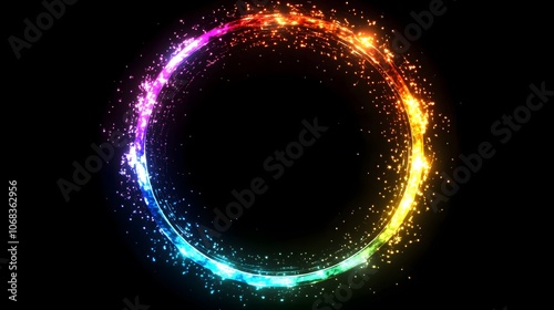 a neon bokeh circle on a dark background