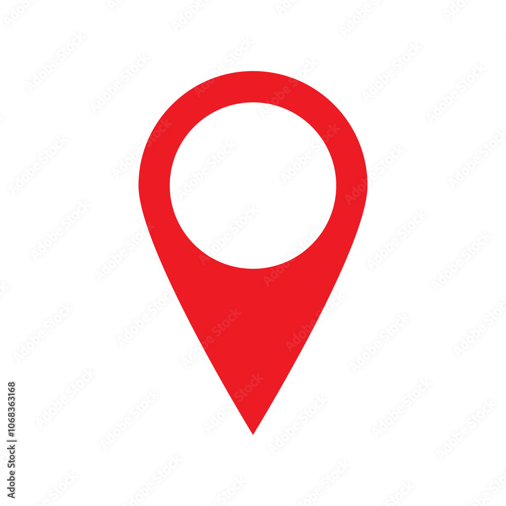 A red colour location pin icon design for digital applications and map services isolated with white background. A red colour location pin icon design for digital applications and map services isolated with white background.