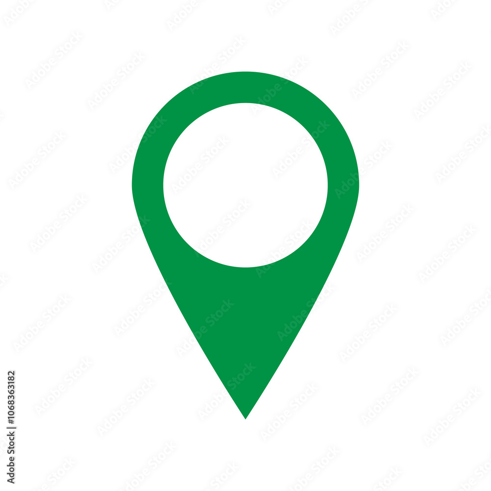 A green colour location pin icon design for digital applications and map services isolated with white background. A green colour location pin icon design for digital applications and map services isolated with white background.