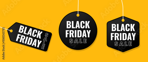 Set of Black Friday sale label tag vector design