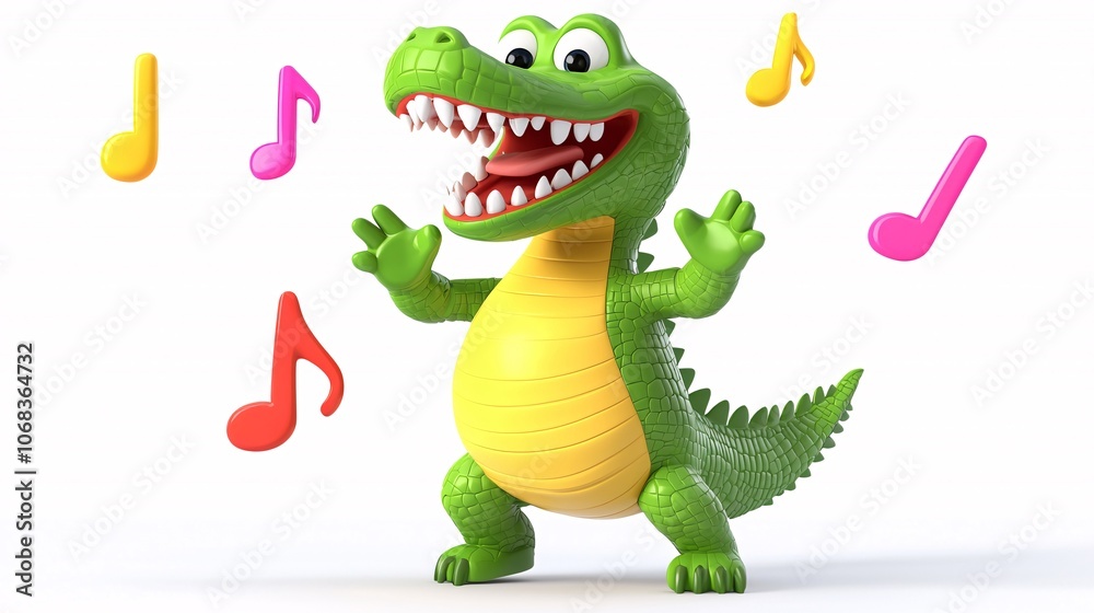 Obraz premium 3D Cartoon Crocodile Dancing Joyfully