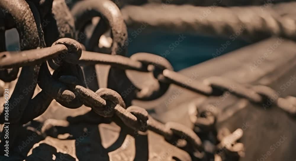Underwater View of Anchor Tied to a Ship Chain Underwater View of Anchor Tied to a Ship Chain