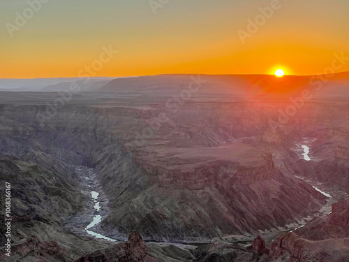 Fish river canyon at sunset