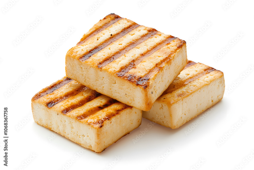 Grilled tofu , isolated on white background Grilled tofu , isolated on white background
