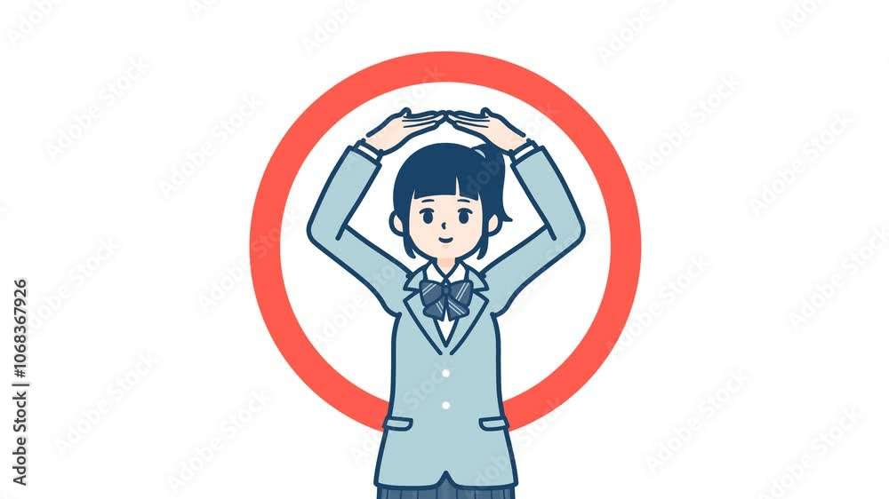 School girl_a pose making a circle with the arms_with alpha channel School girl_a pose making a circle with the arms_with alpha channel