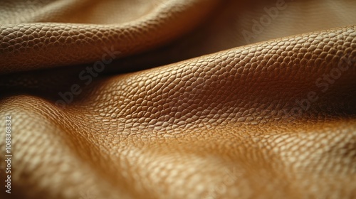 A close-up of textured beige leather emphasizes its rich, supple quality and craftsmanship, exuding warmth and elegance.