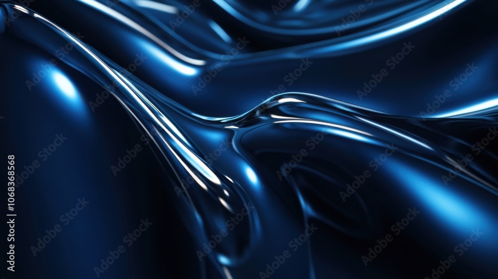 Obraz premium Shiny dark blue surface with metallic reflections, perfect for sleek, high-tech product presentations.