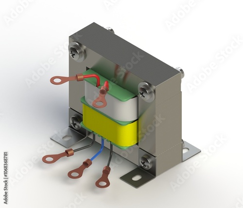 Electric transformer isolated on white background