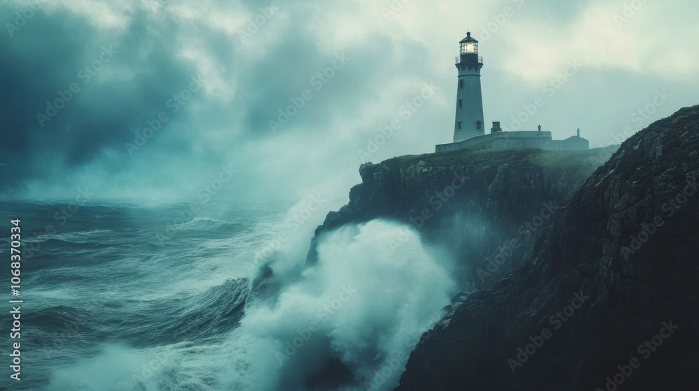 rugged coastline with dramatic cliffs, crashing waves, and a lighthouse standing tall against a stormy sky, capturing the raw power of nature and resilience rugged coastline with dramatic cliffs, crashing waves, and a lighthouse standing tall against a stormy sky, capturing the raw power of nature and resilience
