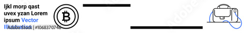 Bitcoin symbol next to virtual reality headset connected by network lines. Ideal for blockchain, finance, gaming, technology, cryptocurrency, VR, investment. Landing page