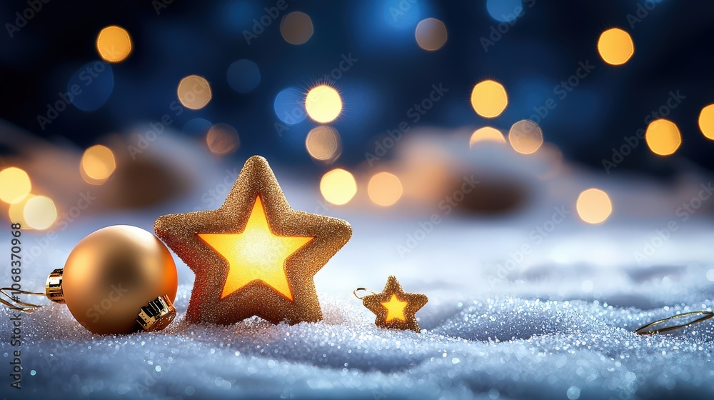 Sparkling Christmas card design with golden glitter, stars, and soft snowfall for a cozy, magical holiday appearance Sparkling Christmas card design with golden glitter, stars, and soft snowfall for a cozy, magical holiday appearance