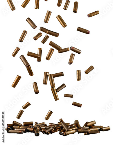 Isolated Falling Ammo Casings on Transparent Background, png, Ai generated Images