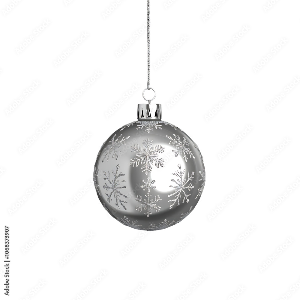 Shiny Silver Christmas Ornament on Transparent Background, Ai generated Images Shiny Silver Christmas Ornament on Transparent Background, Ai generated Images