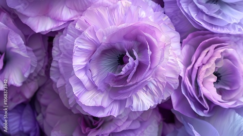 purple eustoma flowers close-up, soft selective focus