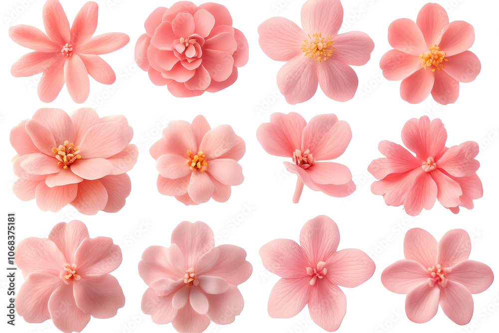 Elegant pink ranunculus flowers arranged against a Elegant pink ranunculus flowers arranged against a