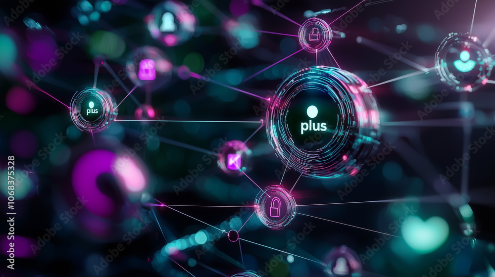 Animated Neon Profile Icon with Motion Trails and Plus Sign