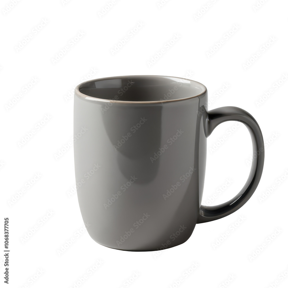 Gray Ceramic Coffee Mug with Handle on Transparent Background Gray Ceramic Coffee Mug with Handle on Transparent Background