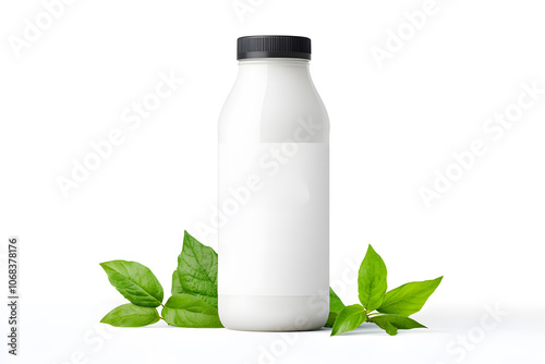 Organic milk bottle realistic illustration mock up isolated on white