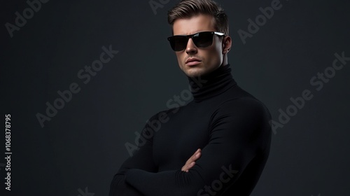 Mysterious Man in Sunglasses and a Black Turtleneck