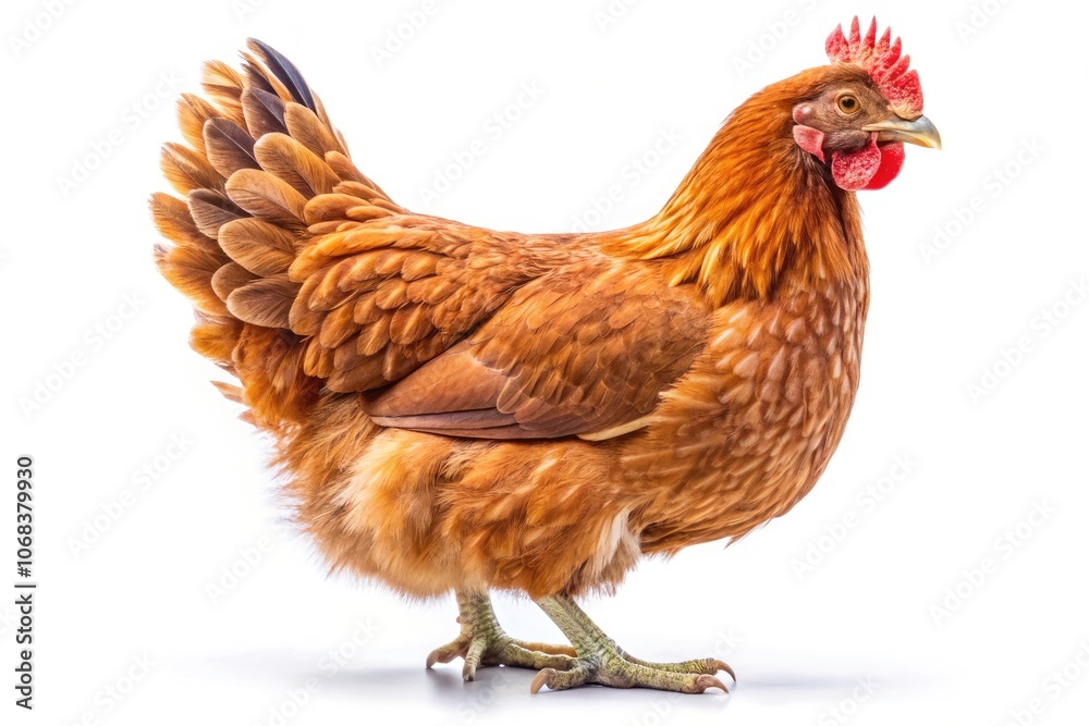 Fototapeta premium Stunning Brown Chicken Isolated on Transparent Background - Perfect for Farm, Poultry, and Culinary Themes in Stock Photography