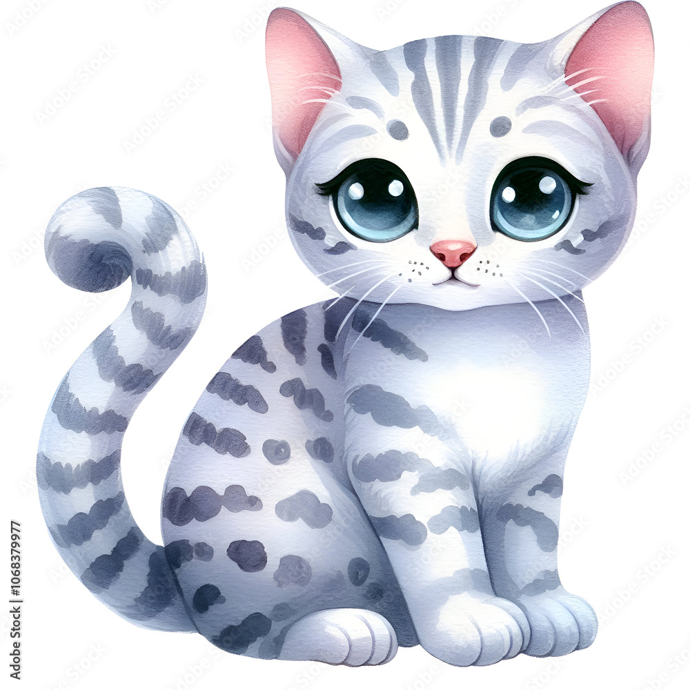Fototapeta premium Cute Cats Clipart Bundle, Cute Kittens Bundle, Cat Breeds Clipart, Kittens Clipart, Cat Graphics, Watercolor Cats Clipart, Card Making, Scrapbooking
