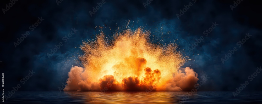 Firework splashing sparks over a vibrant night sky, illuminating the darkness with dazzling colors. Firework splashing sparks over a vibrant night sky, illuminating the darkness with dazzling colors.