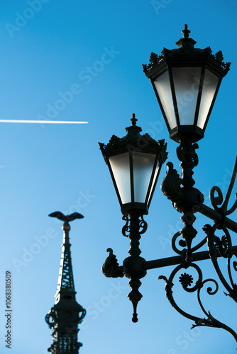 Old street lamp on Liberty bridge