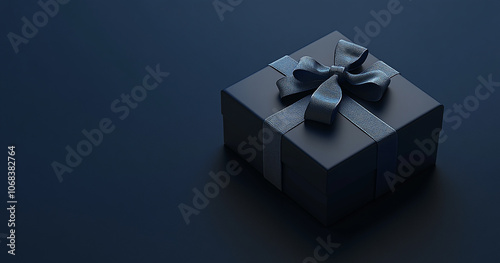 dark blue gift box copy space background