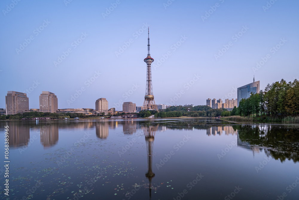 Fototapeta premium Shennong Pagoda, Shennong Lake, Zhuzhou, China