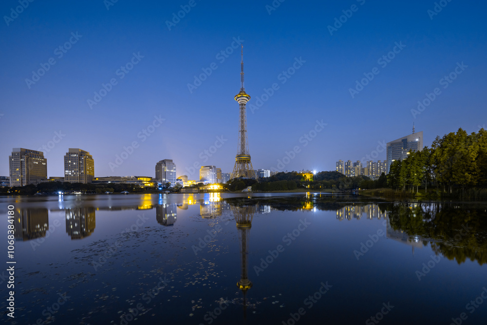 Fototapeta premium Shennong Pagoda, Shennong Lake, Zhuzhou, China