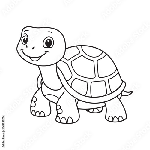 Cute turtle cartoon coloring page illustration vector. For kids coloring book.