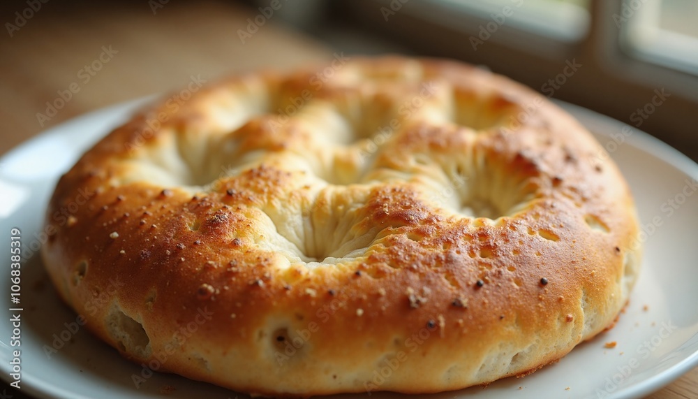 Freshly Baked Golden Bagel in Warm Sunlight for Breakfast Comfort Freshly Baked Golden Bagel in Warm Sunlight for Breakfast Comfort