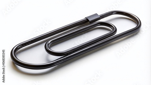 Large Isolated Black Metal Paper Clip for Office and School Use, Ideal for Clamping Multiple Sheets Together, Coated or Uncoated, High-Quality PNG Cutout for Easy Integration