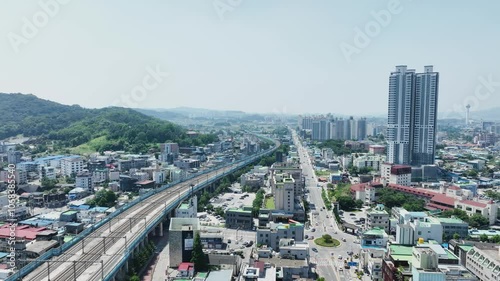 Wallpaper Mural Onyangoncheon station in Asan from the aerial view Torontodigital.ca