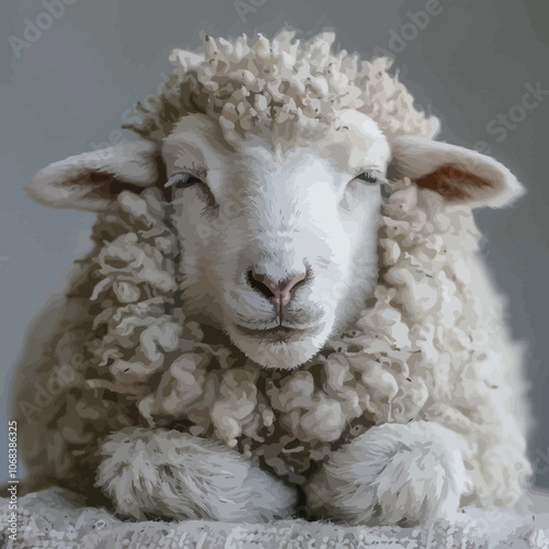 Sheep on a white background, close-up, selective focus 